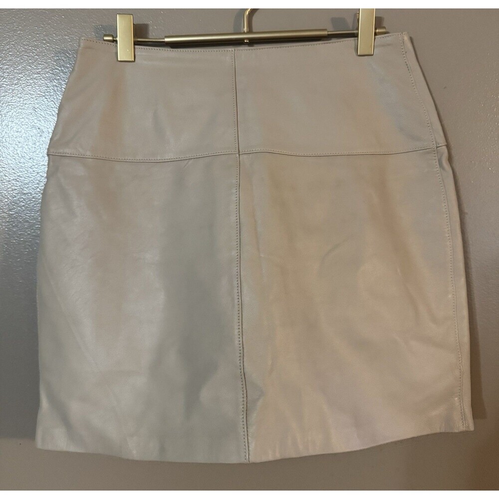 Vtg Y2k Maxima Wilson's  soft genuine Beige Leather Mini Skirt Size 6 Lined